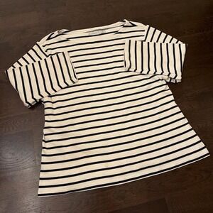 Y2K Vintage L.L.Bean Striped Boxy Breton Shirt | Cream / Navy | 3XL